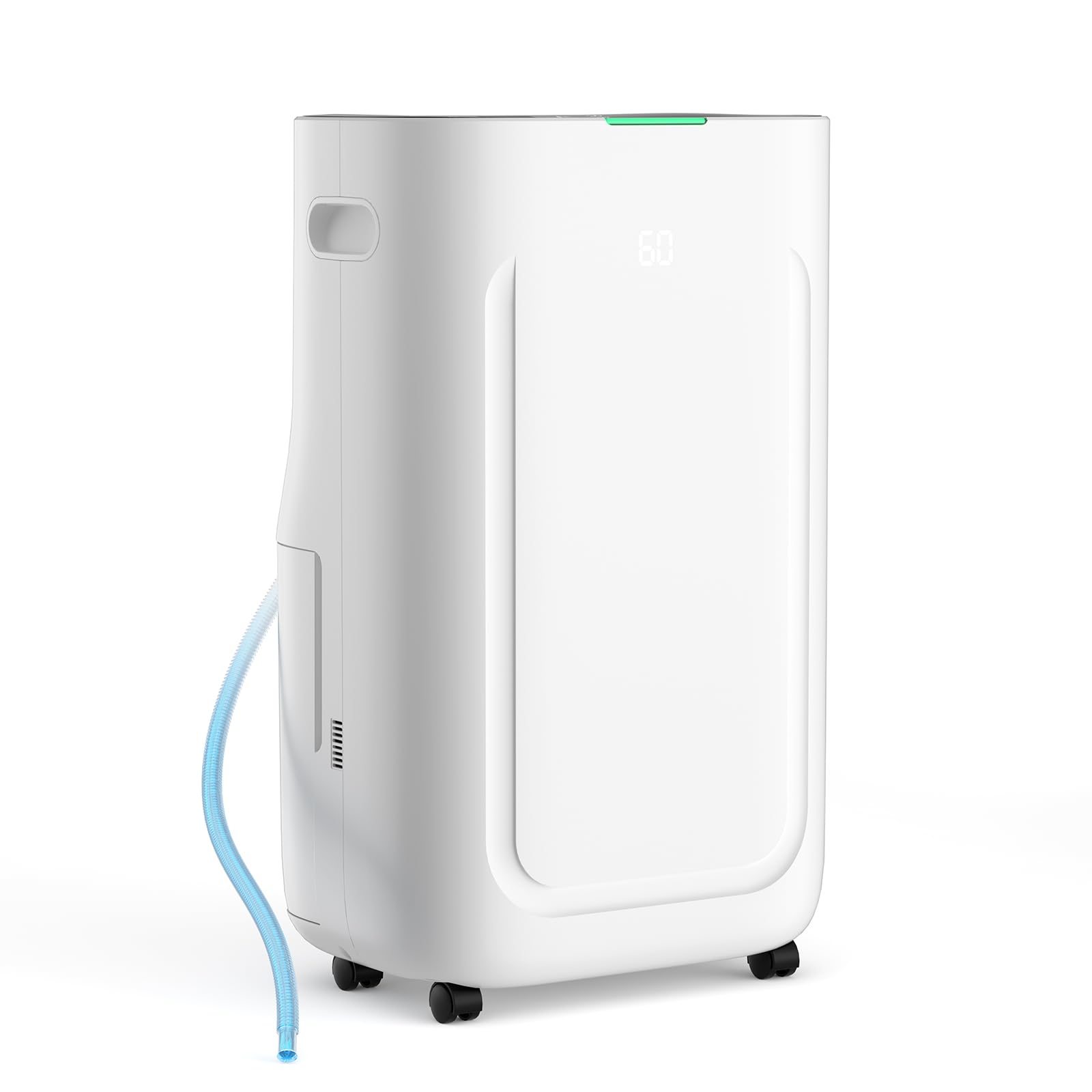 Ludatido dehumidifier front view showing its large size suitable for basements