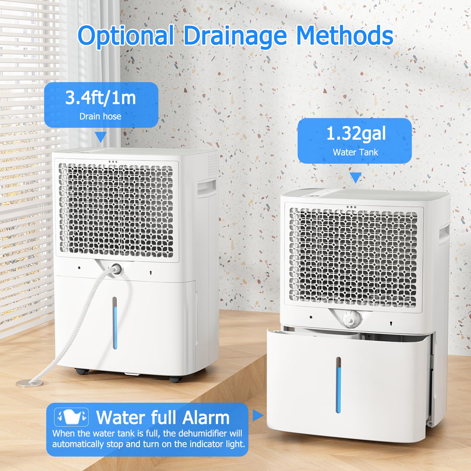 Ludatido dehumidifier portable design with wheels for easy movement