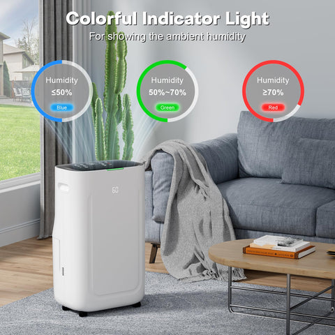 Ludatido dehumidifier with rolling wheels and handle for easy movement