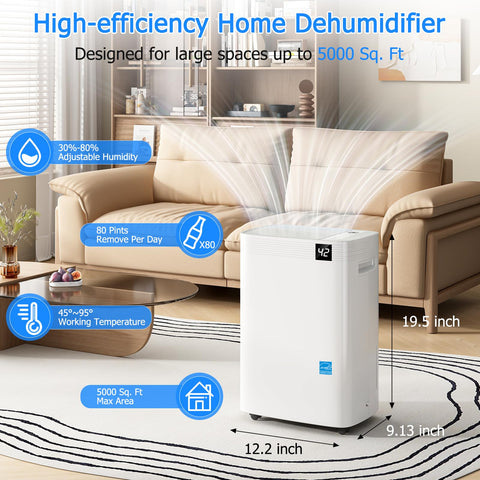 Ludatido dehumidifier smart modes illustrate DEHU, DRY, CONT options