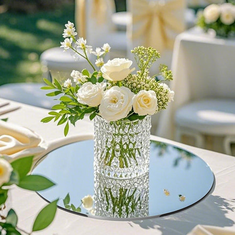 LUDEOU candle tray mirror plates 12 inch helps elevate centerpieces safely