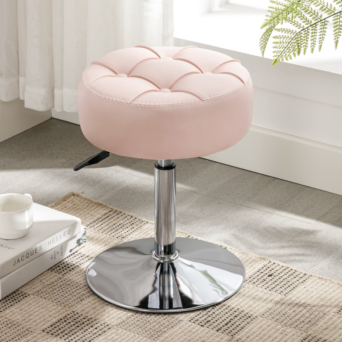 LUE BONA adjustable vanity stool with 360 degree swivel for easy access
