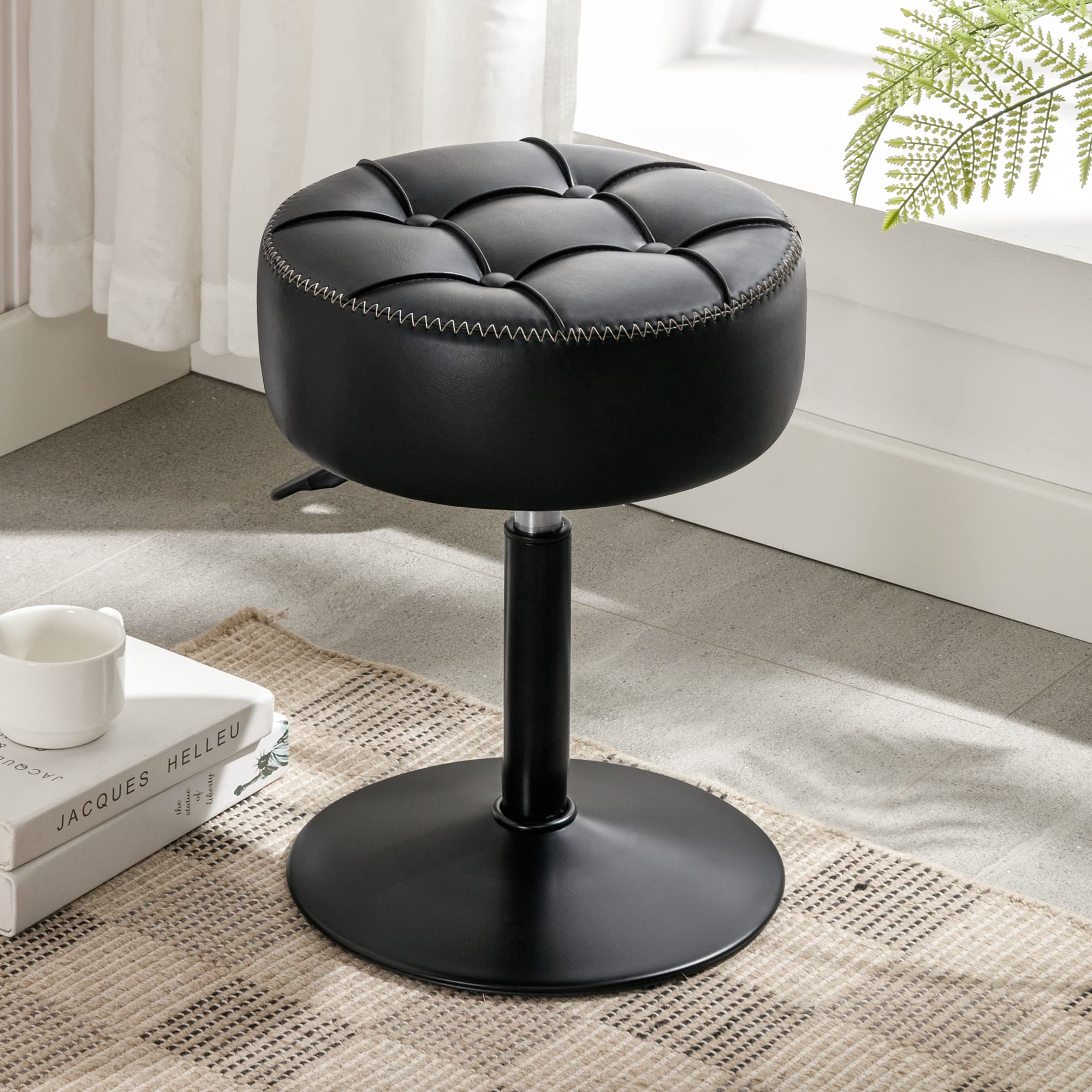 LUE BONA adjustable vanity stool mostrando altura ajustable para asiento personalizado