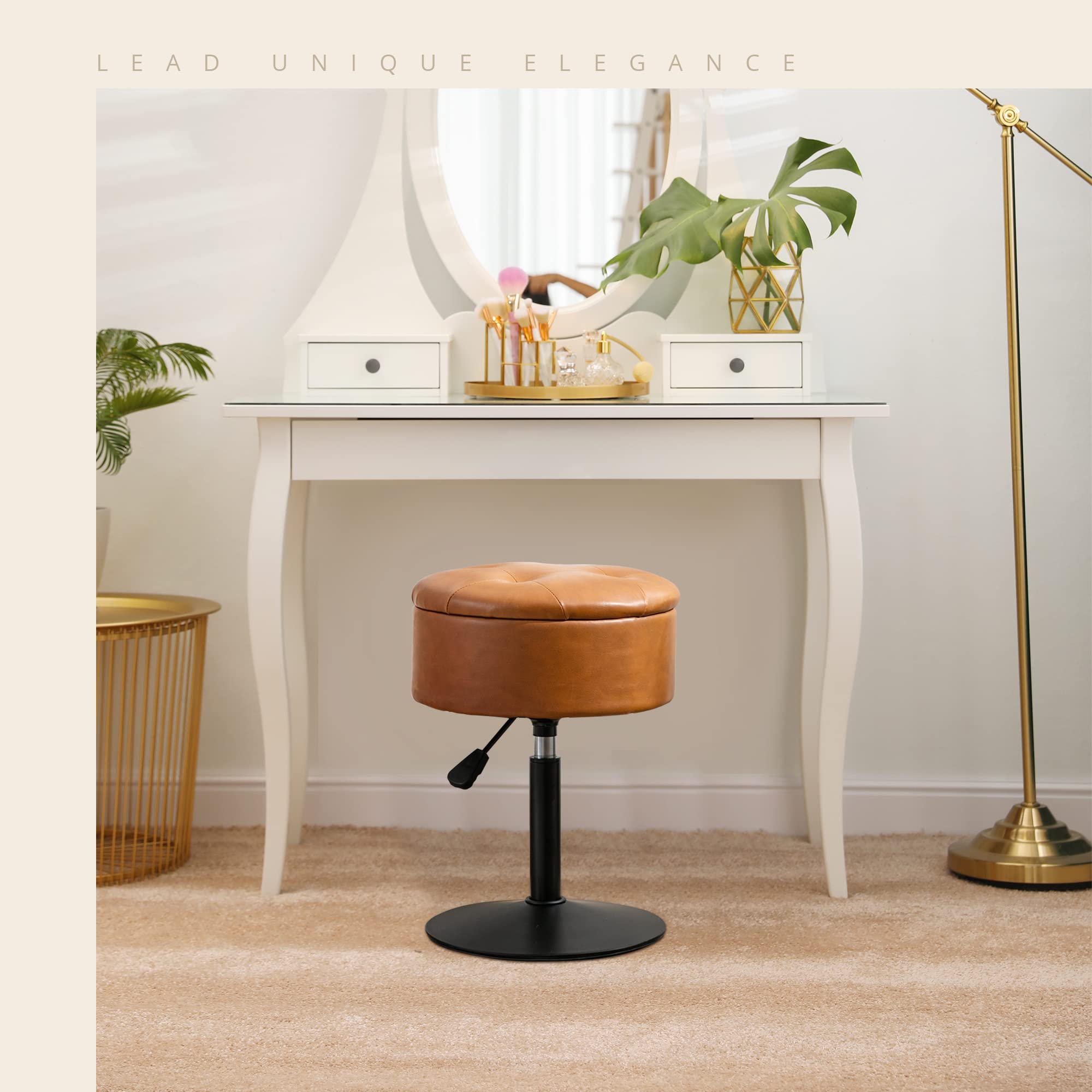 LUE BONA chrome base adds luxe style and stability.
