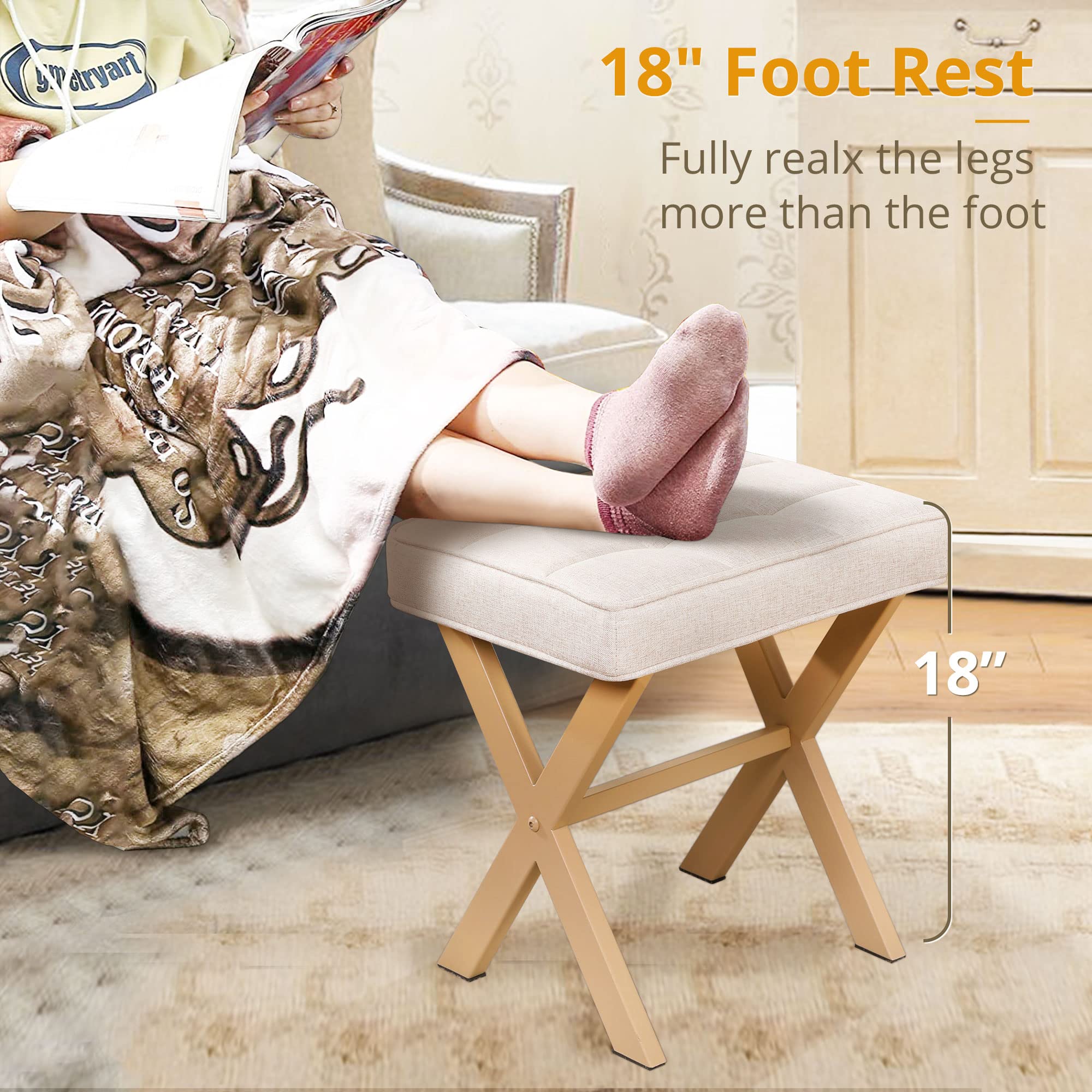 LUE BONA tufted seat vanity stool adds luxurious touch to your setup.