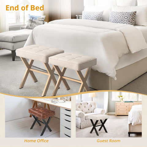 LUE BONA vanity stool wooden frame provides durable daily use.