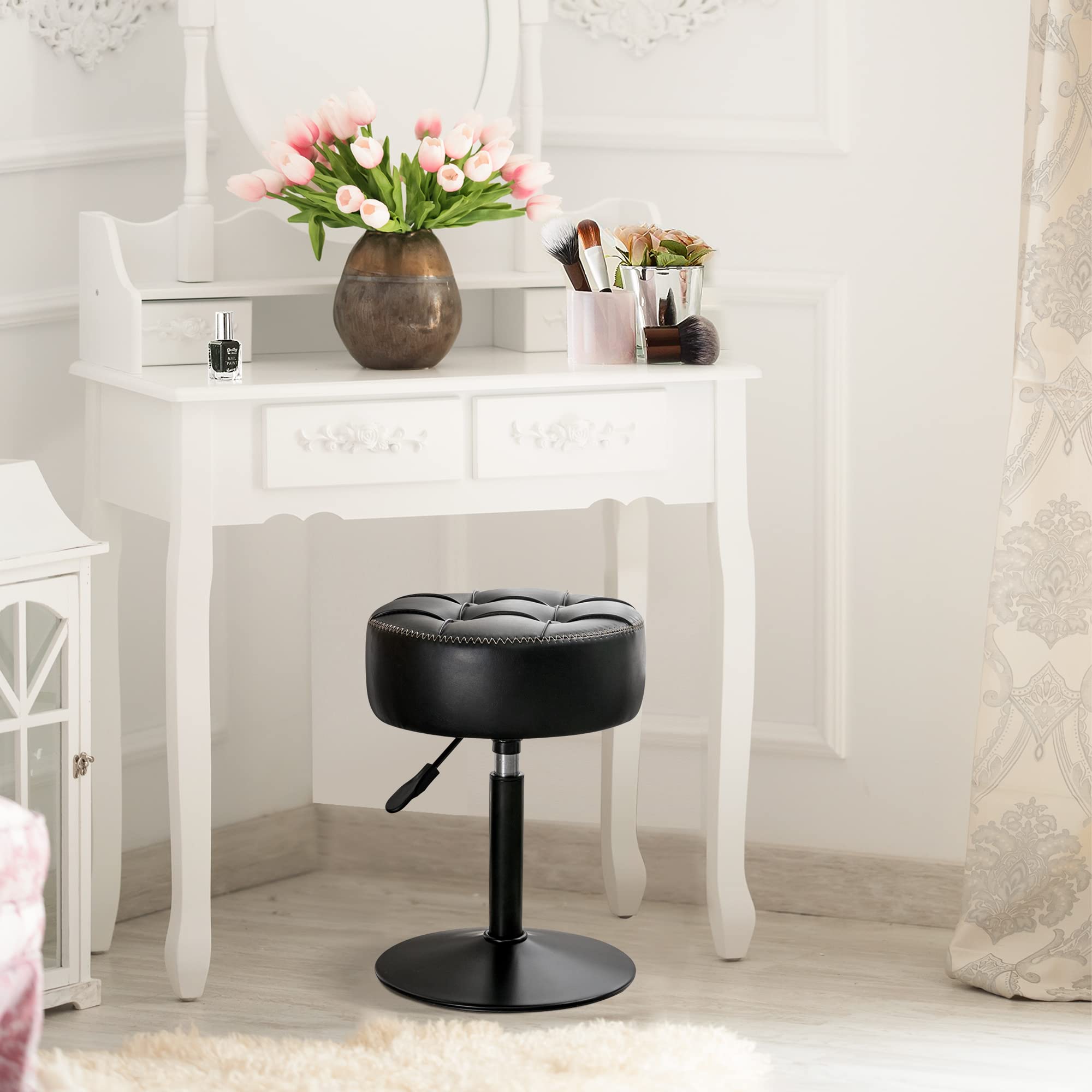 Silla de vanidad LUE BONA con giro de 360° para acceso fácil a productos