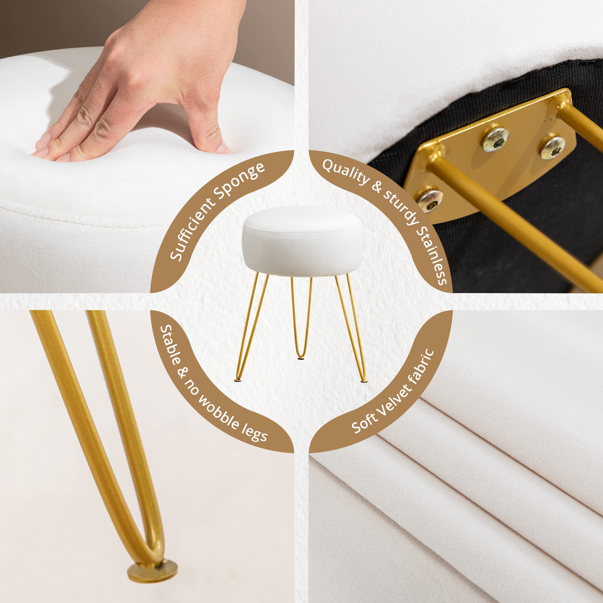 LUE BONA vanity stool compact design fits small spaces.