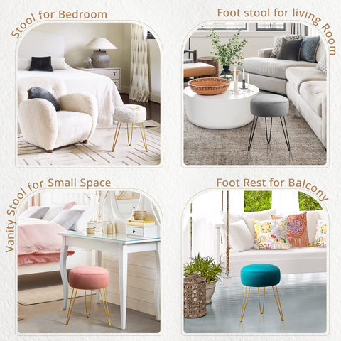 LUE BONA pink stool doubles as a compact ottoman for small rooms.