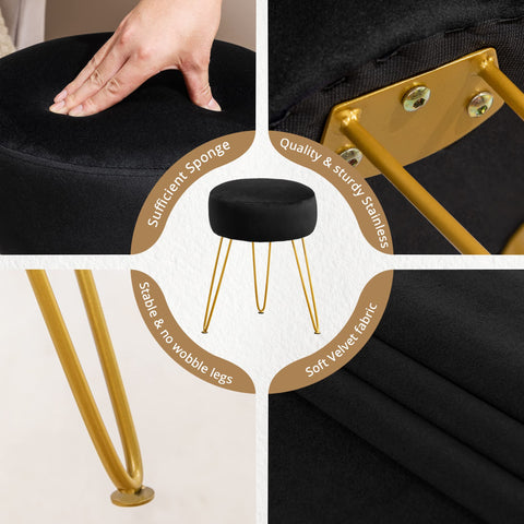 LUE BONA vanity stool with non-slip pads protects floors.