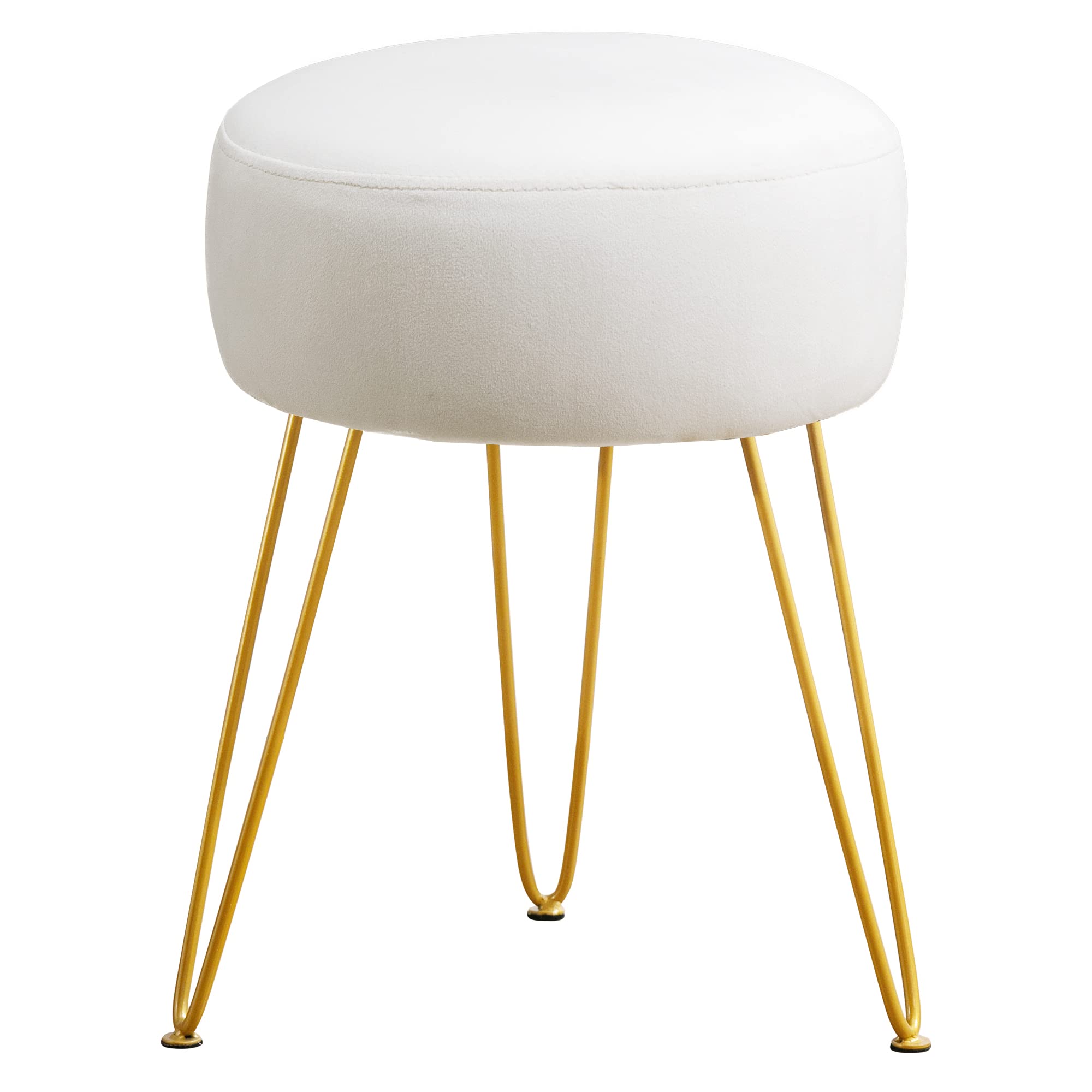 LUE BONA vanity stool round seat with white velvet cushion for stylish makeup rooms.