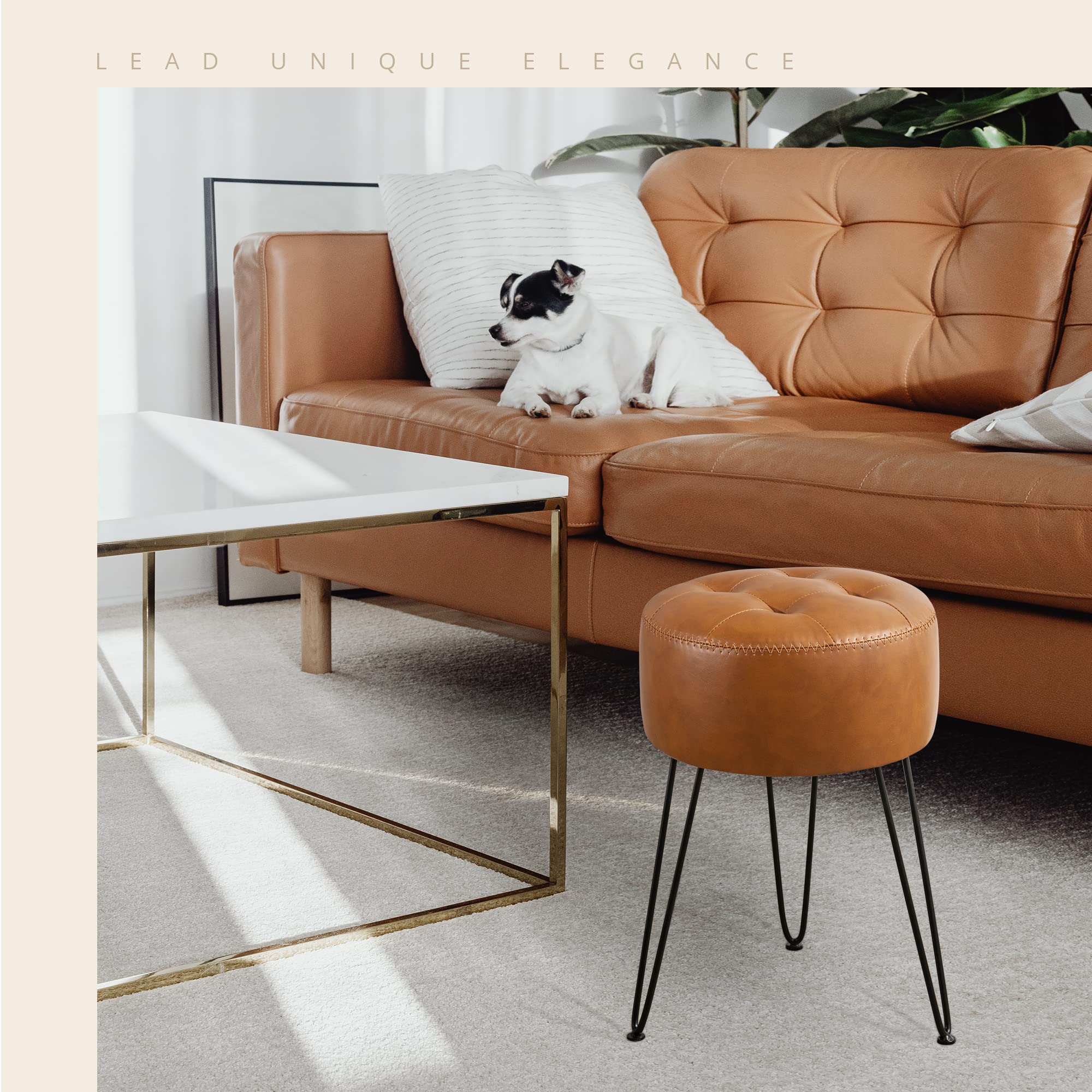 LUE BONA tufted seat delivers comfortable seating during beauty routines.