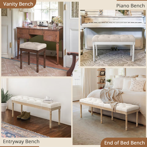 LUE BONA dressing-table bench pairs with soft palettes and French-country decor