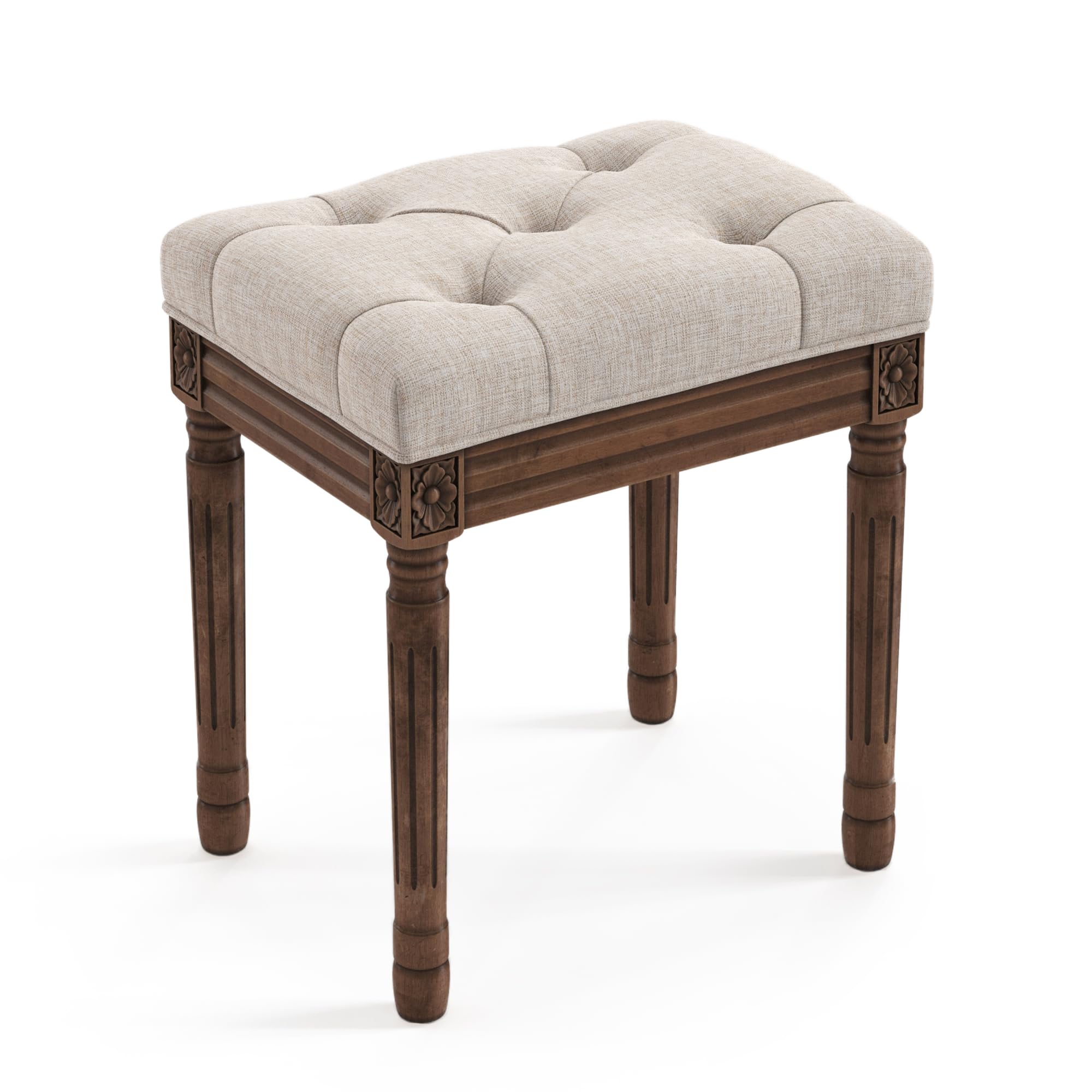 LUE BONA vanity bench with tufted cushion for dressing table styling