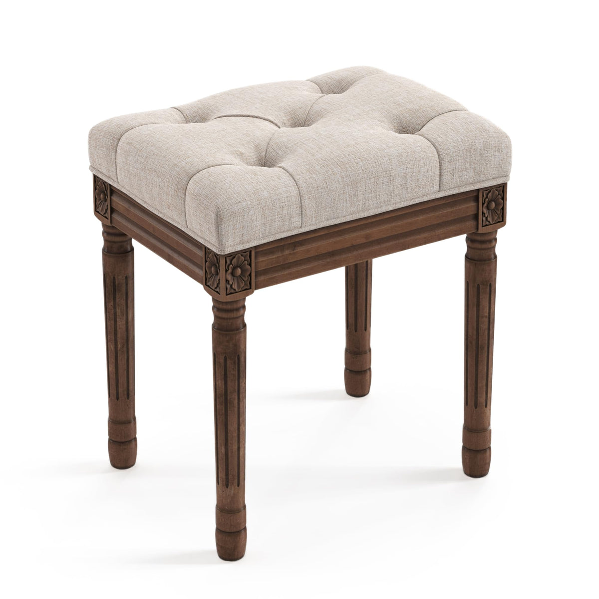 LUE BONA vanity bench with tufted cushion for dressing table styling
