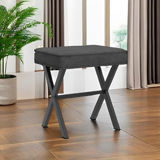LUE BONA vanity stool faux leather cover with rivet trim