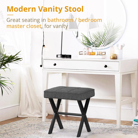 LUE BONA vanity stool with metal X legs for sturdy support