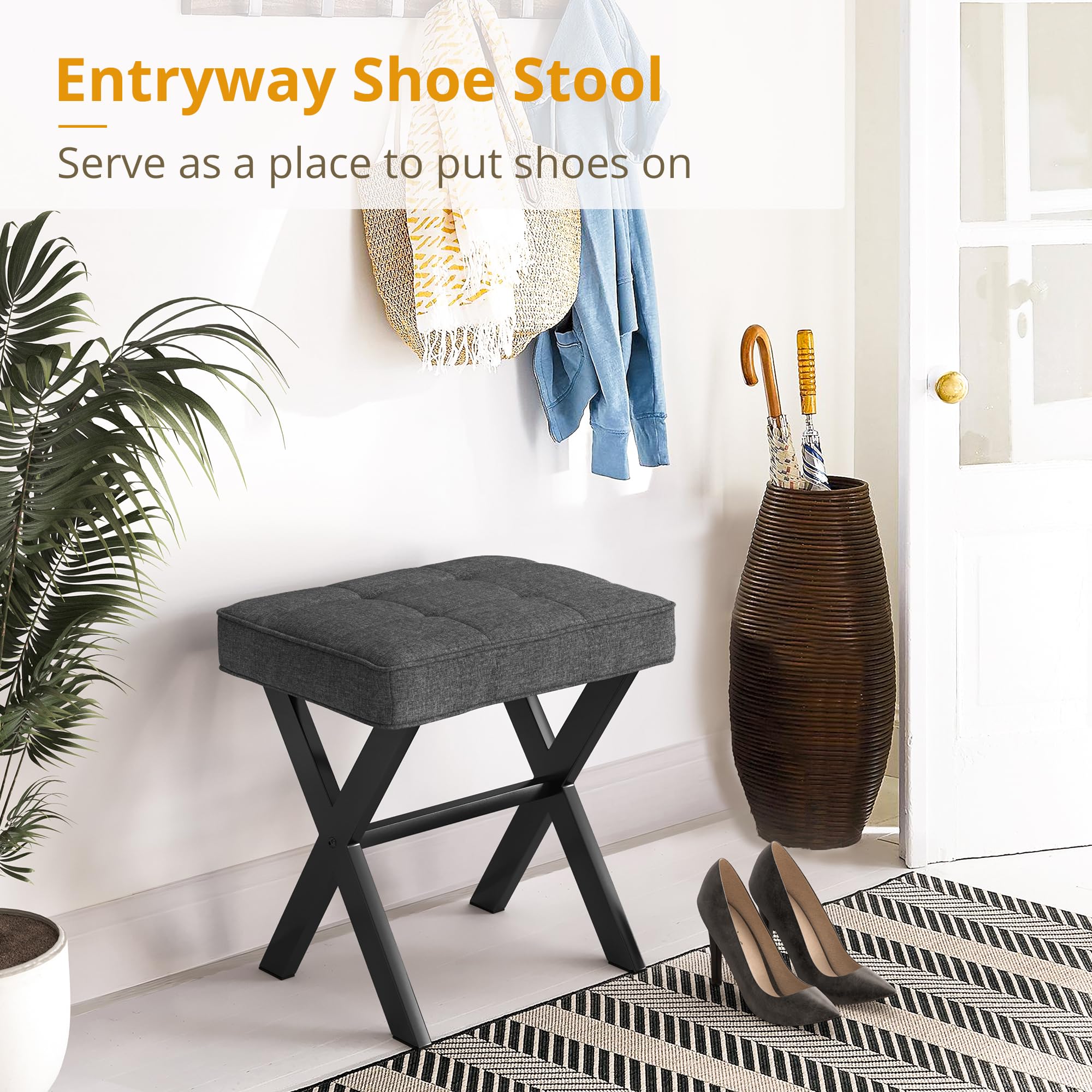 LUE BONA vanity stool tufted detail for refined style