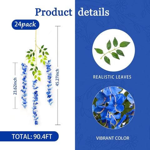 Luerbi royal blue wisteria garland outdoor garden backdrop