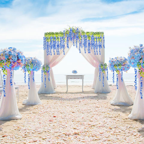 Luerbi royal blue wisteria garland close up silk petals