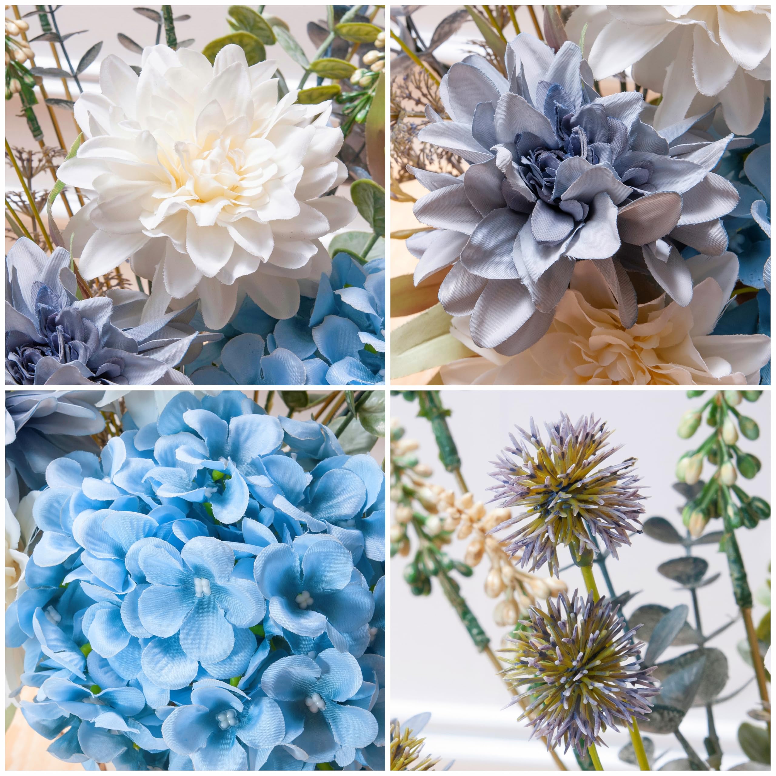 LUEUR office decor with blue blooms creates a refined workspace.
