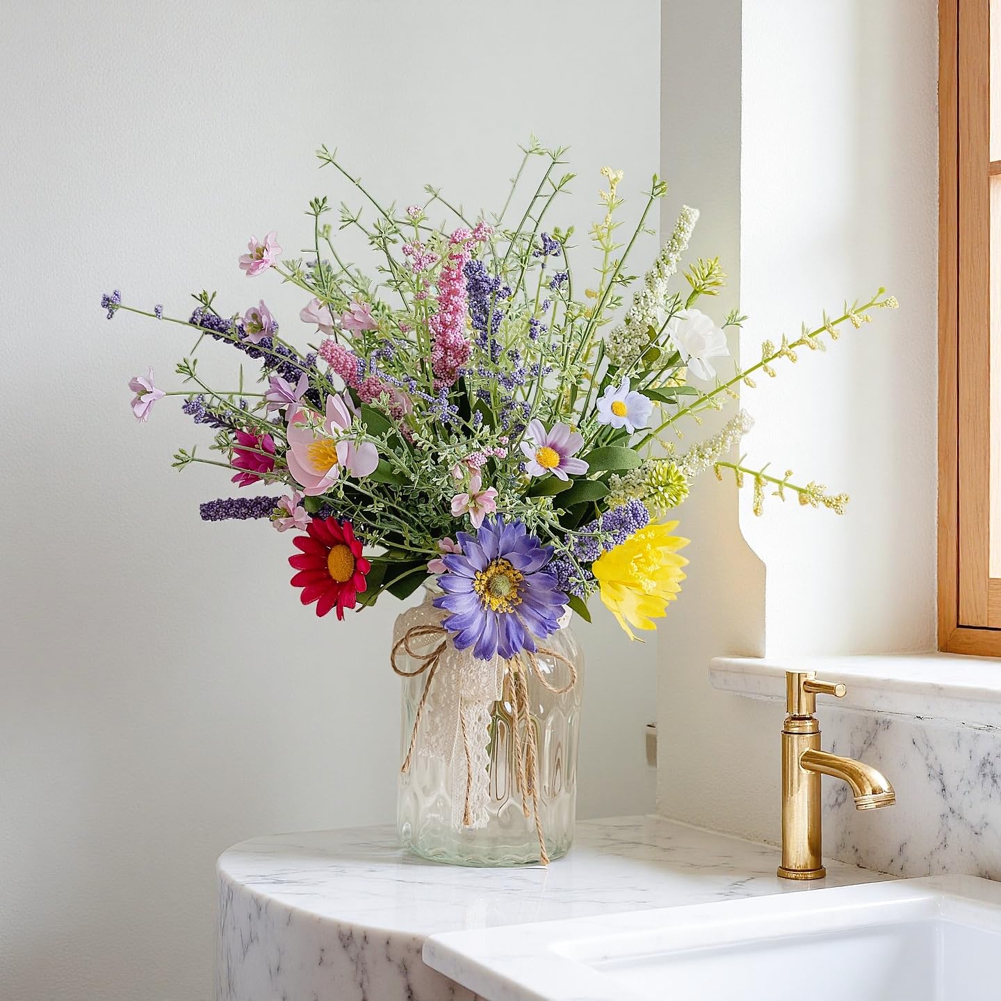 LUEUR ready to display vase arrangement requires no styling for instant decor upgrade.