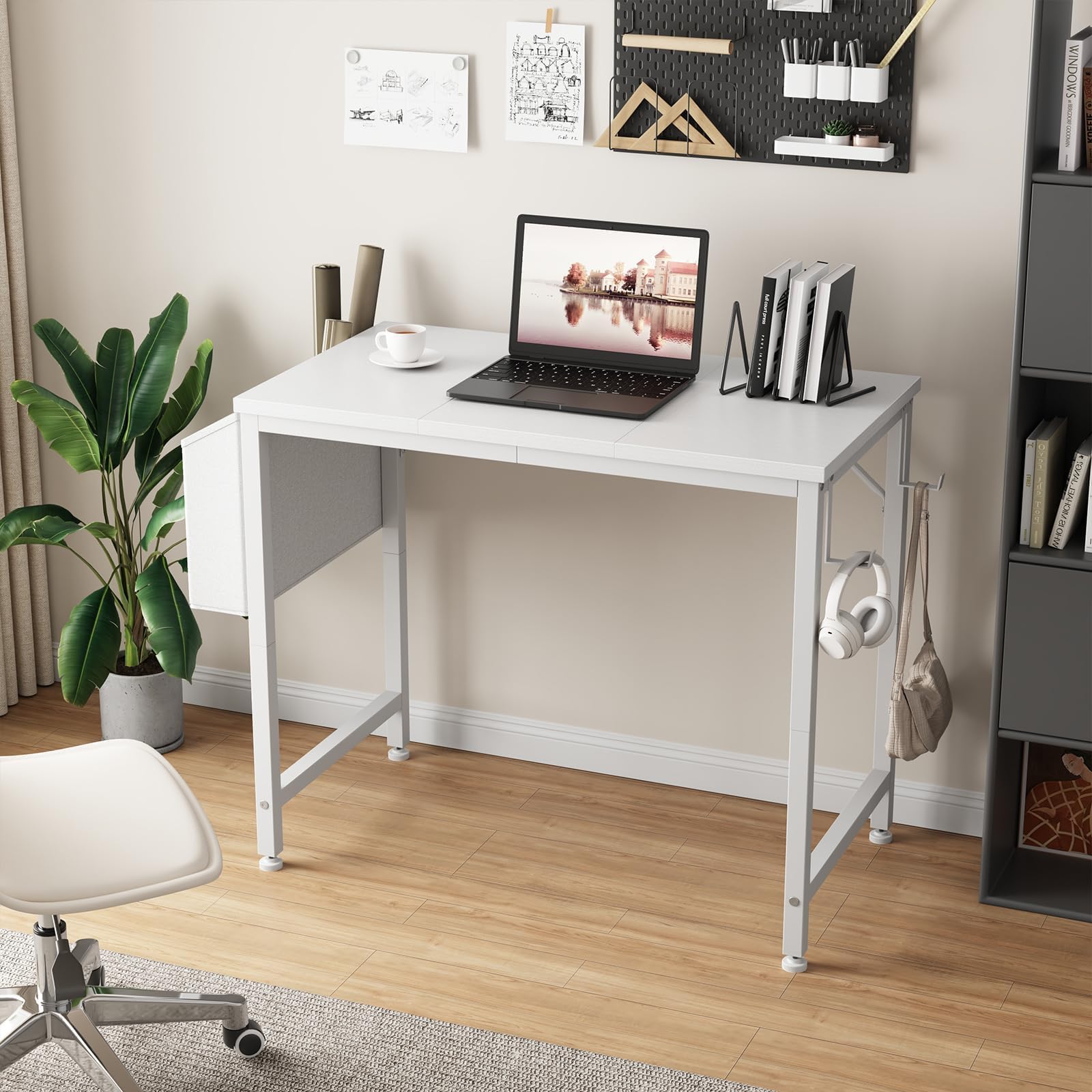 Lufeiya desk side view highlighting sturdy brackets for stability