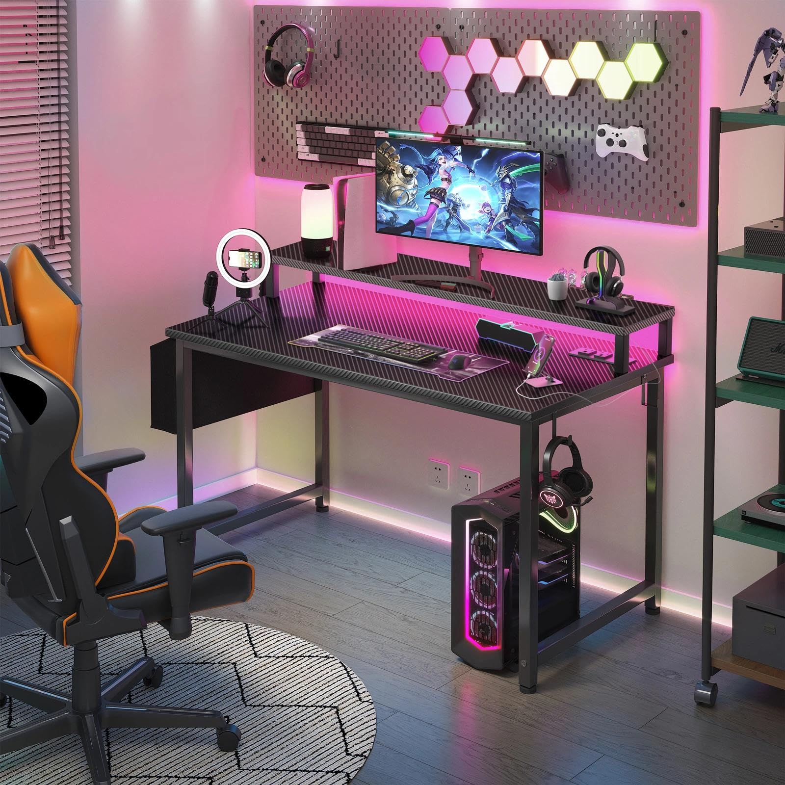 Lufeiya 40-inch desk supports dual monitors for immersive gaming