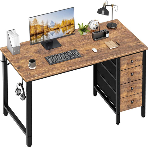 Lufeiya 40-inch desk with fabric drawers, front view for compact organization.
