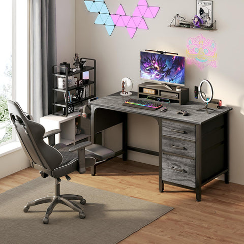 Lufeiya desk with filing cabinet and fabric drawers for organized storage