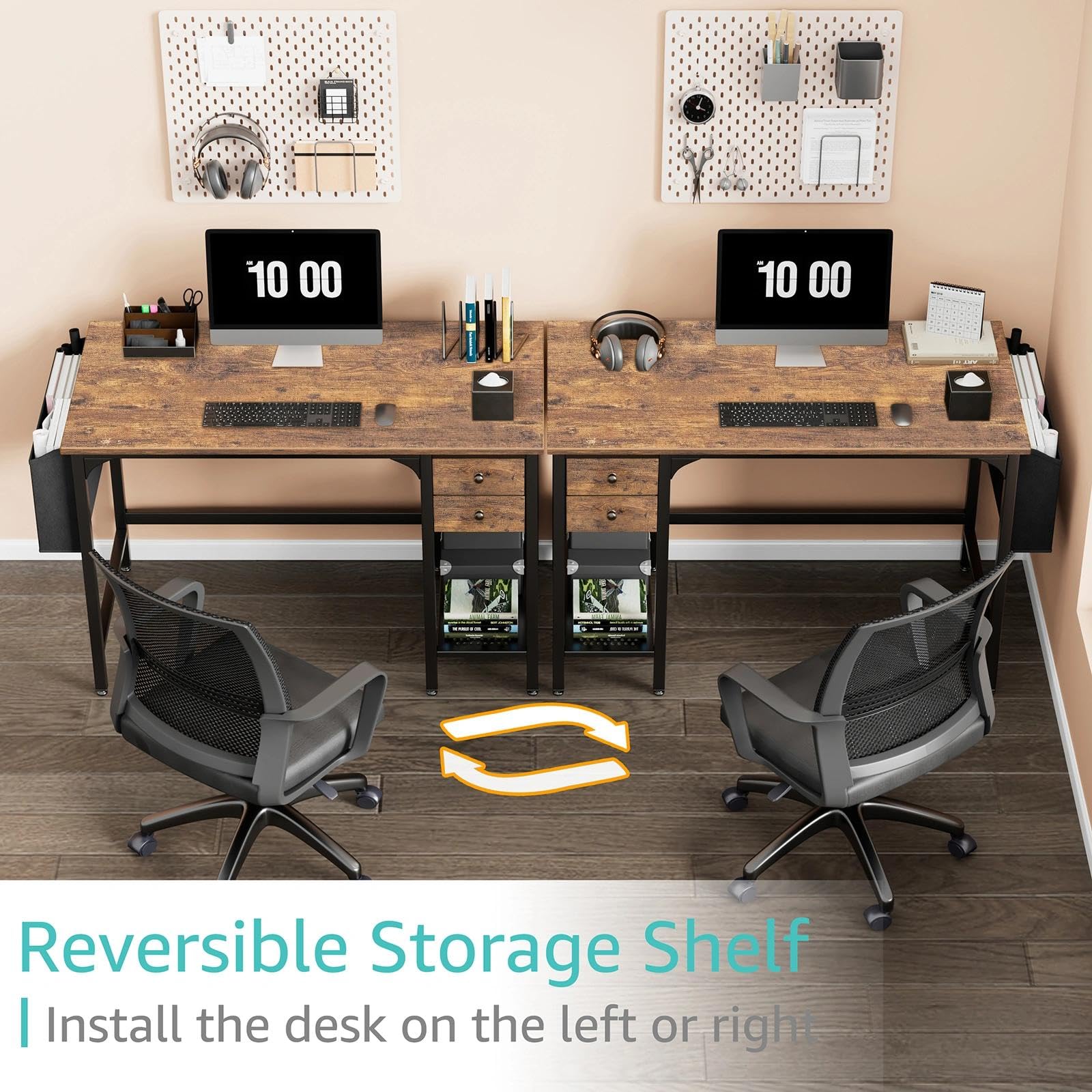 Lufeiya desk left-right installation option demonstrates flexible placement for your room