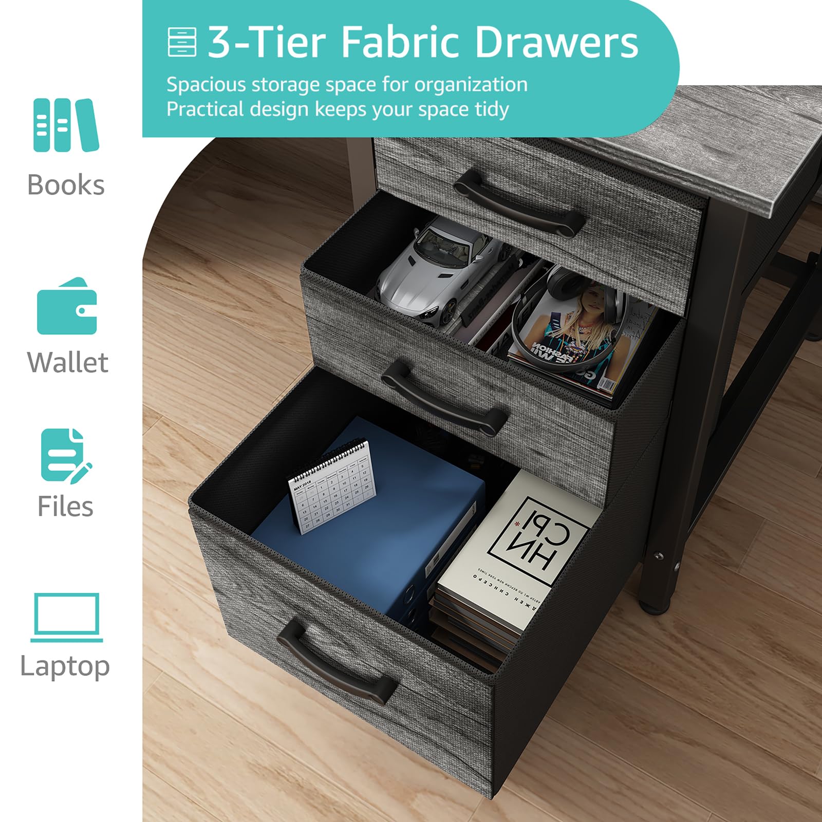 Lufeiya desk allows left or right filing cabinet installation