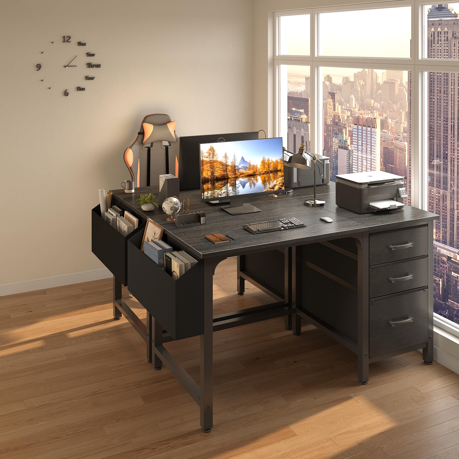 Lufeiya desk left-right reversible setup demonstrates flexible placement