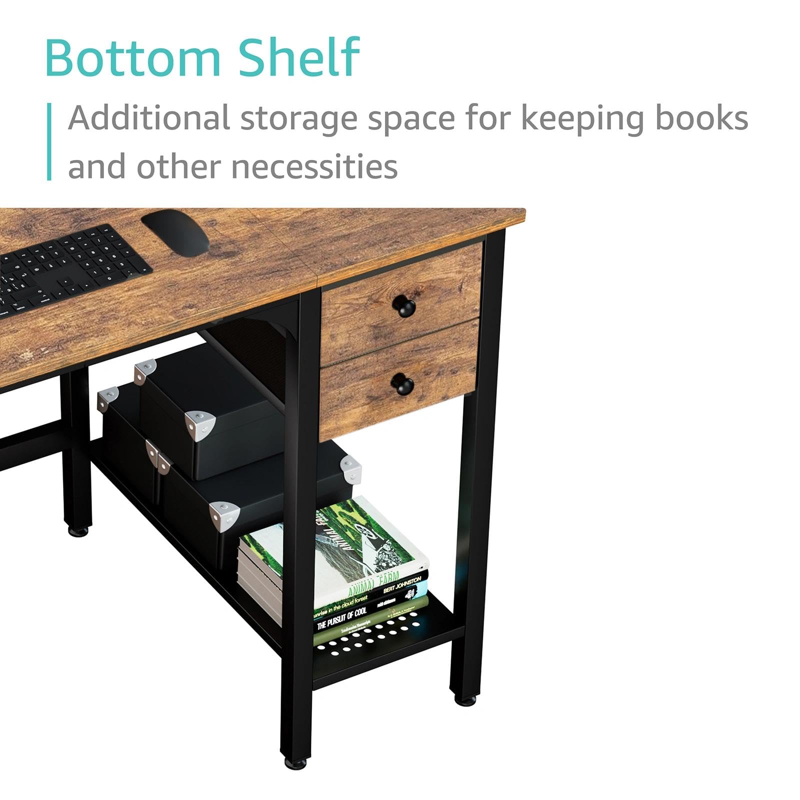 Lufeiya desk with steel brackets provides stability under heavy use