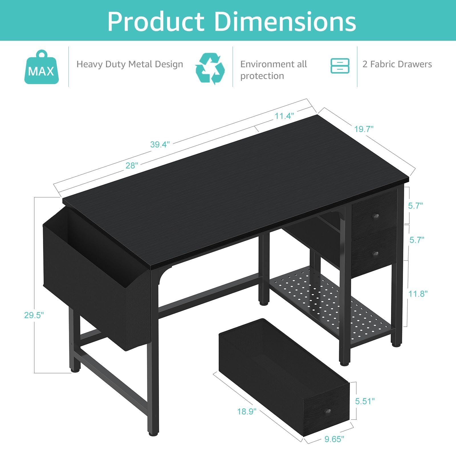 Lufeiya desk features sturdy steel brackets for stable gaming or study sessions.