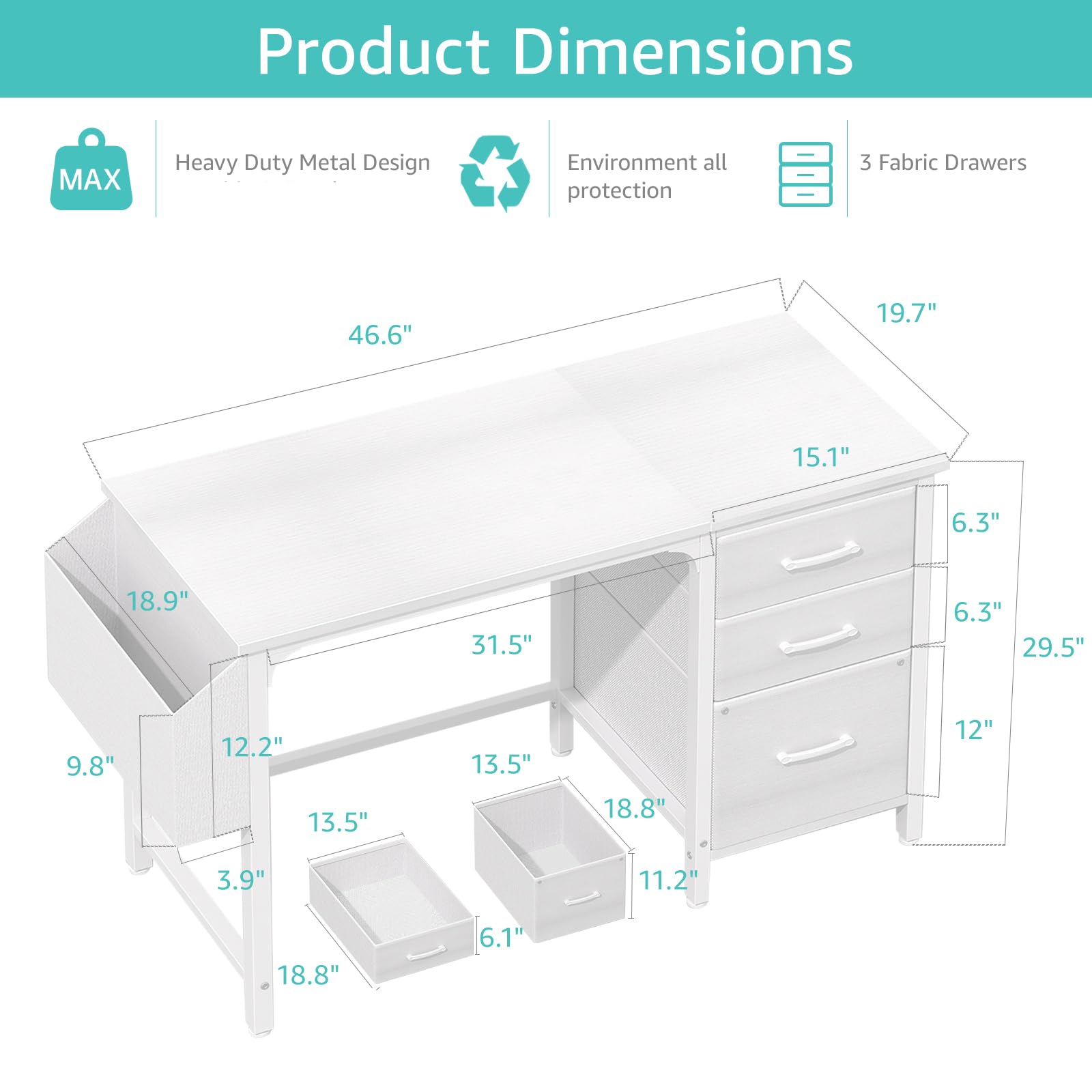 Lufeiya fabric filing cabinet close-up highlighting adjustable drawer capacity.