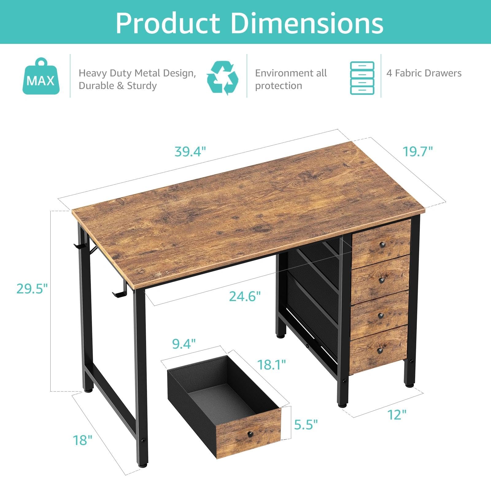 Lufeiya rustic brown desk top with scratch-resistant surface.
