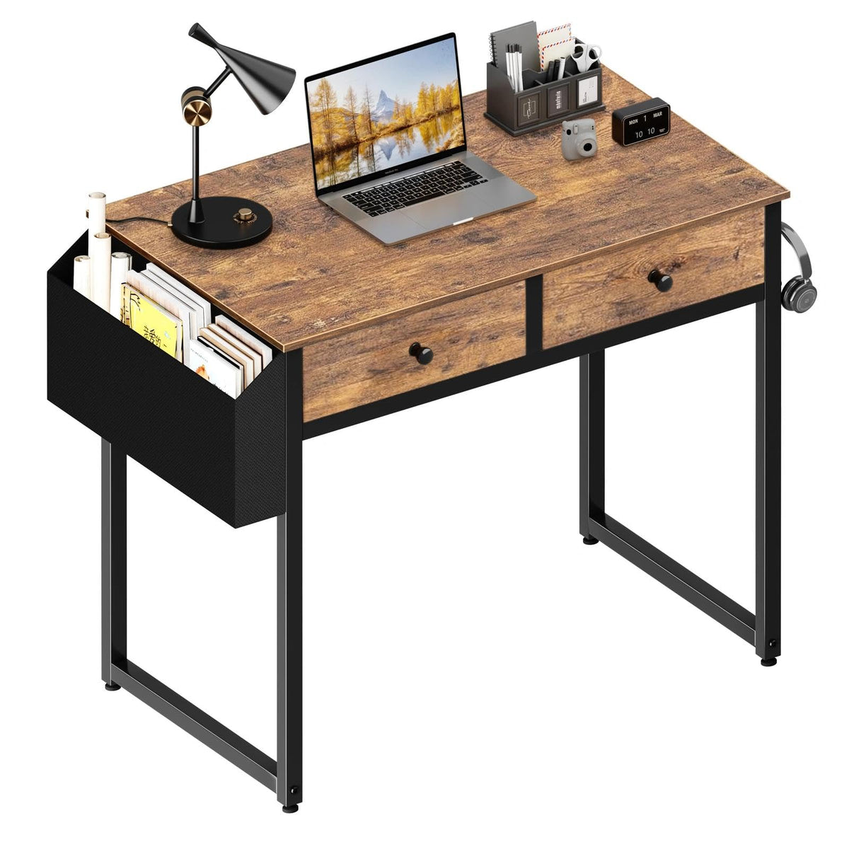 Lufeiya small computer desk with drawers for organized study