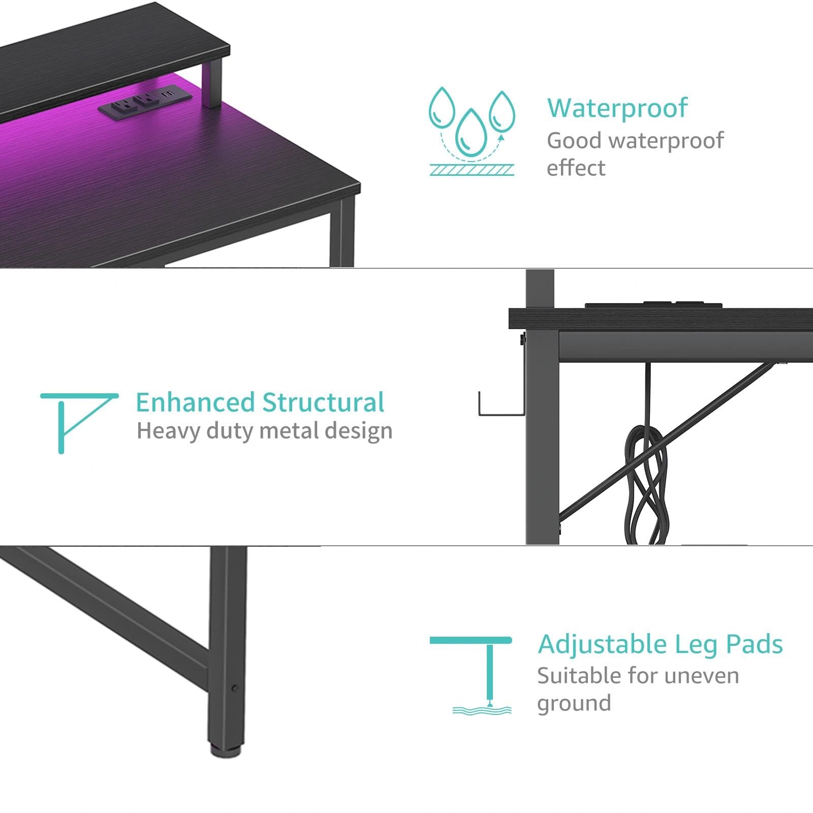 Lufeiya black desk with modern design to fit compact spaces