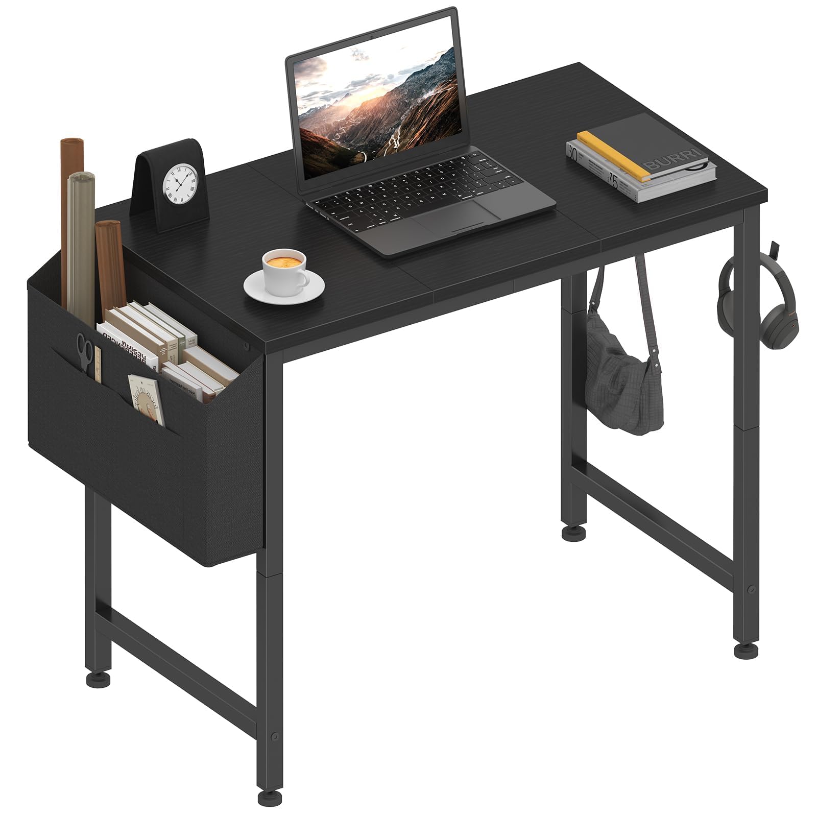 Lufeiya small desk front view with compact storage for a tidy study space.