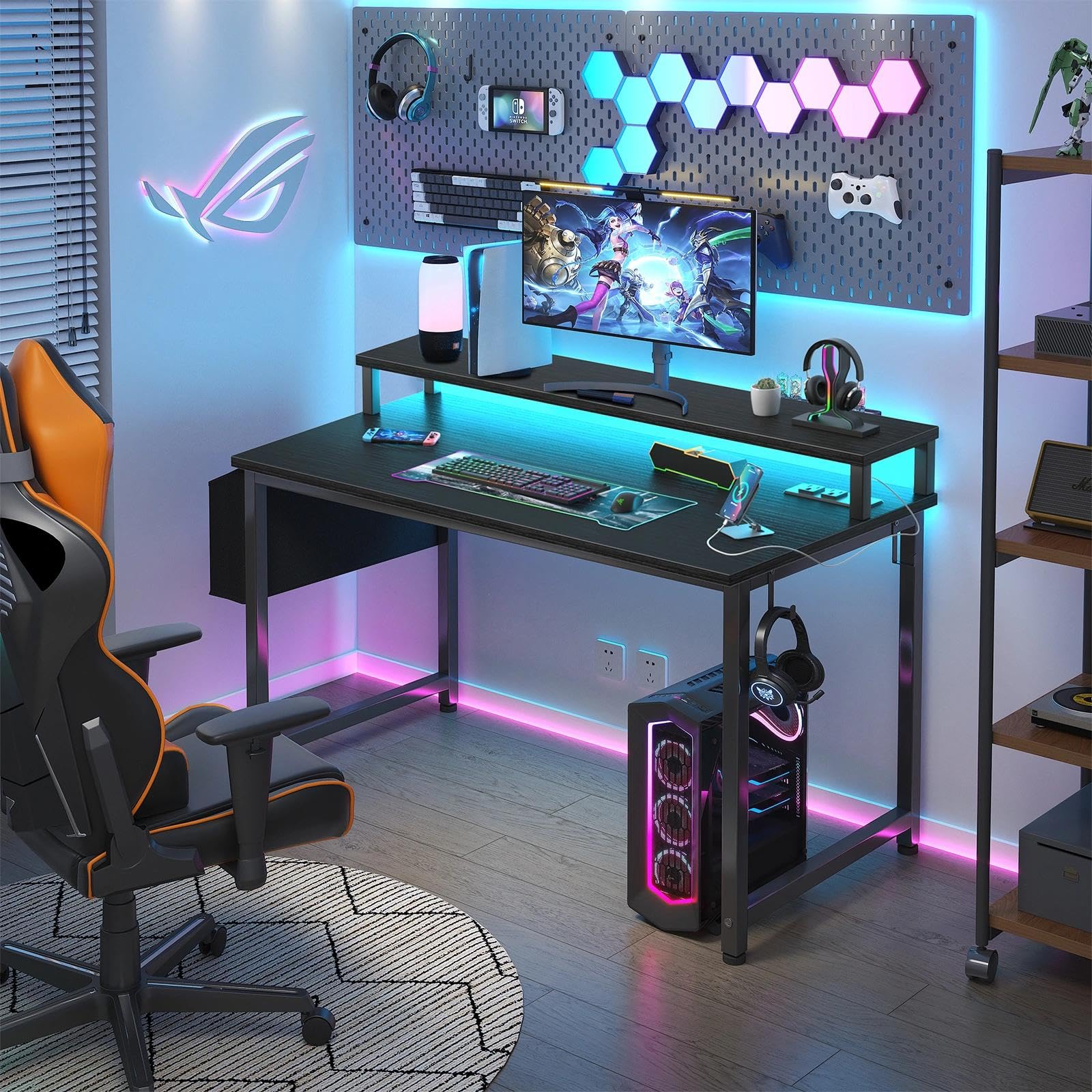 Lufeiya desk with RGB LED strip for ambient study or gaming