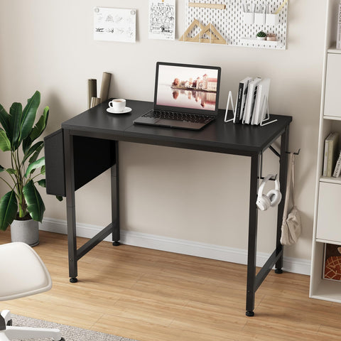 Lufeiya small desk with storage bag exposed for organized books and accessories.