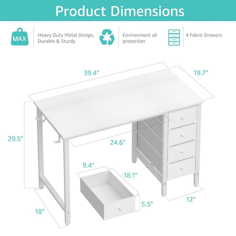 Lufeiya desk with four fabric drawers emphasizing organized storage