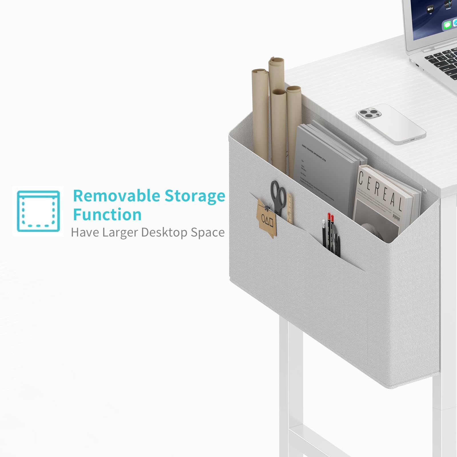 Lufeiya desk shows easy-to-assemble design with clear instructions.