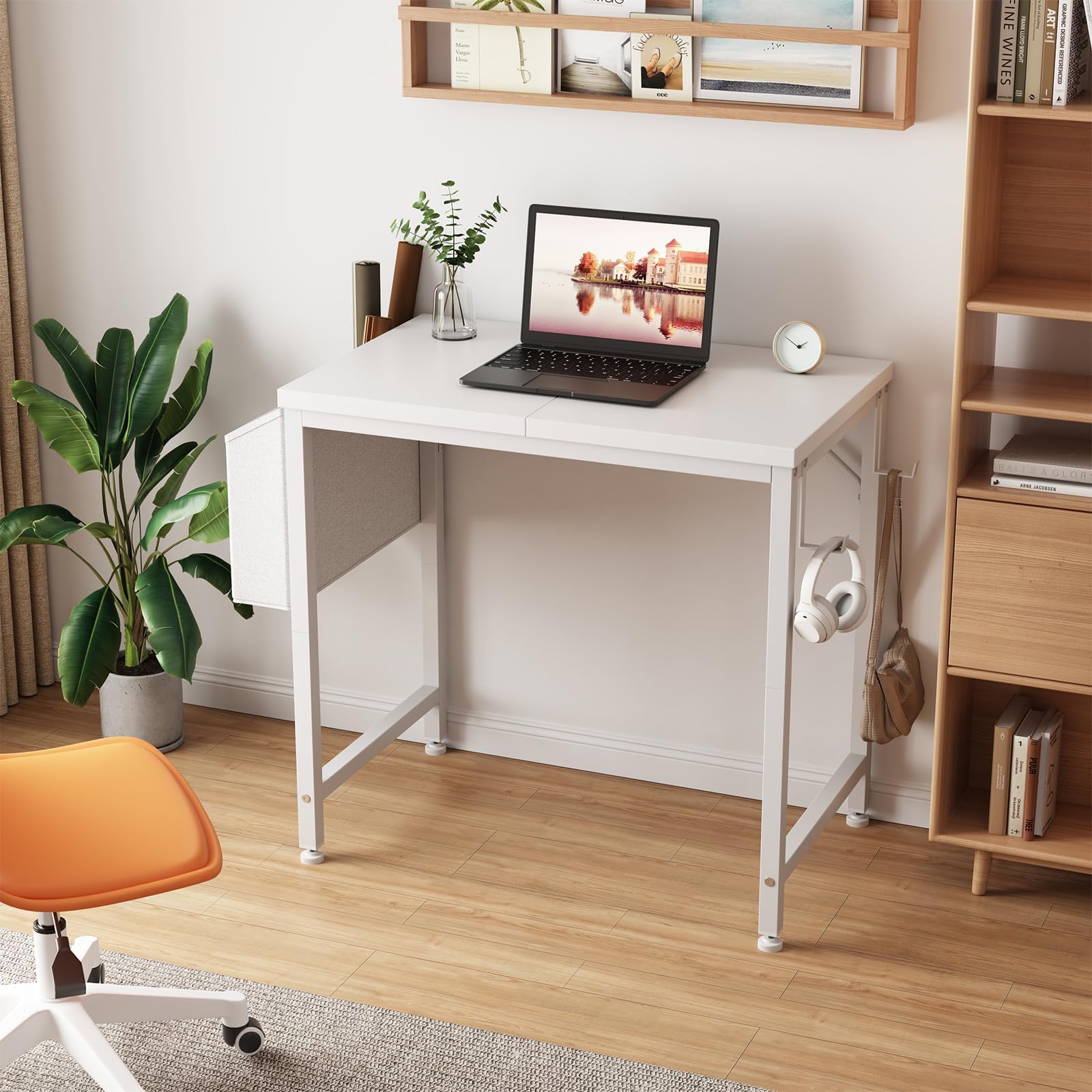 Lufeiya desk with storage bag keeps kids' study area tidy.