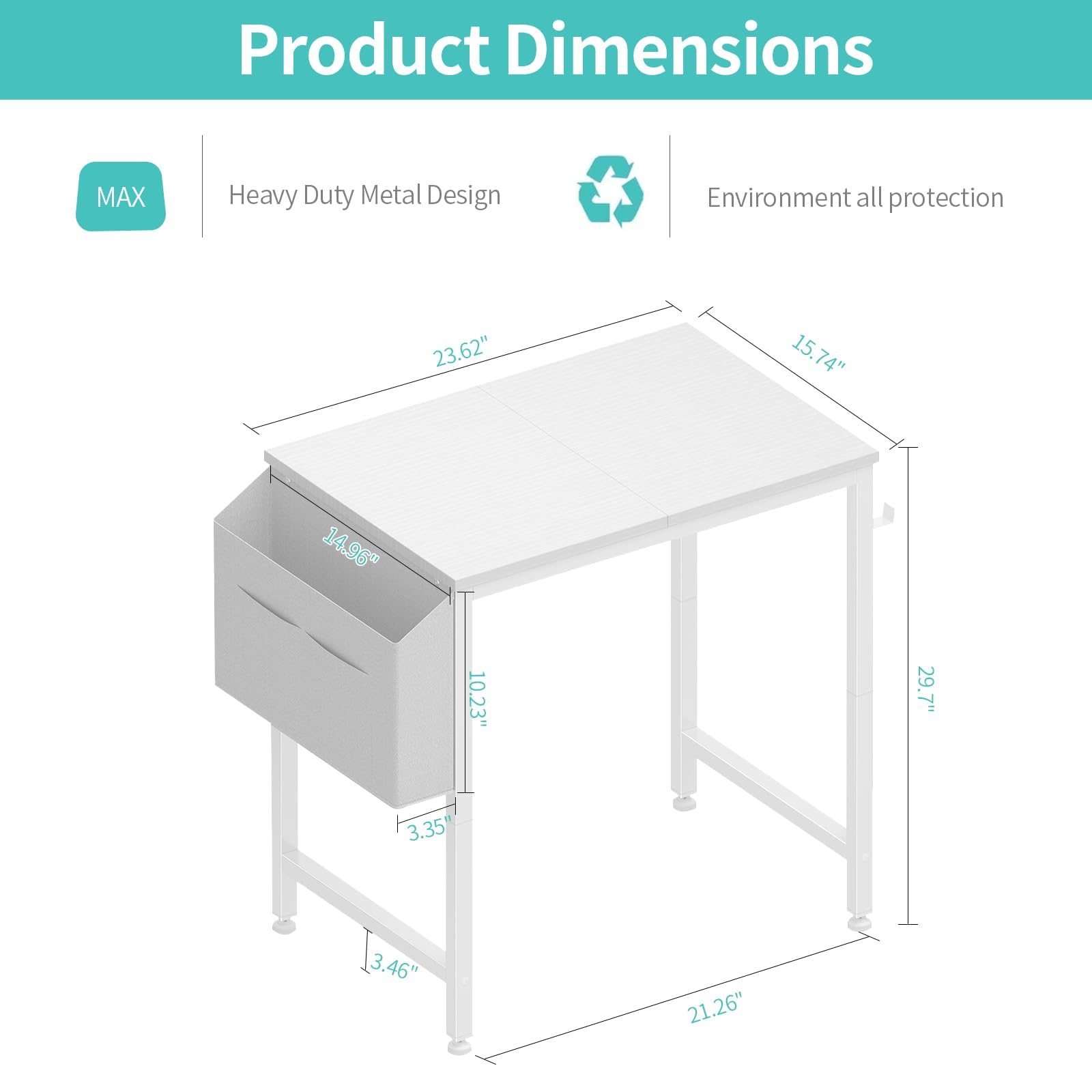 Lufeiya desk with storage bag simplifies organizing books and supplies.