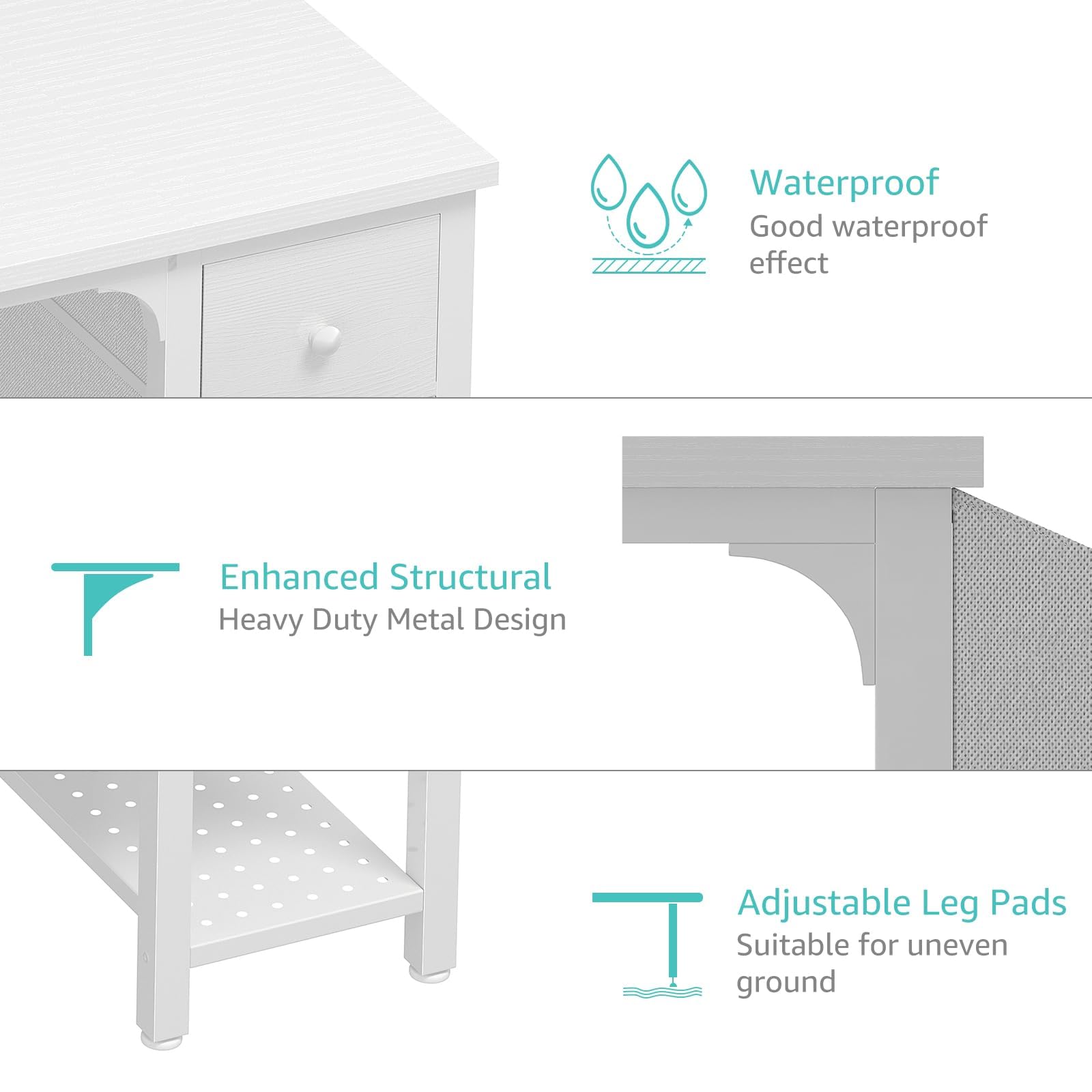 Lufeiya white desk right-installation demonstrates adaptable installation options.