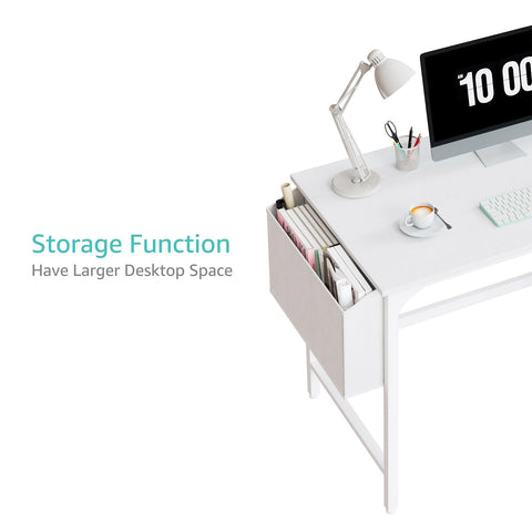 Lufeiya white small desk assembly view signals quick, tool-free setup