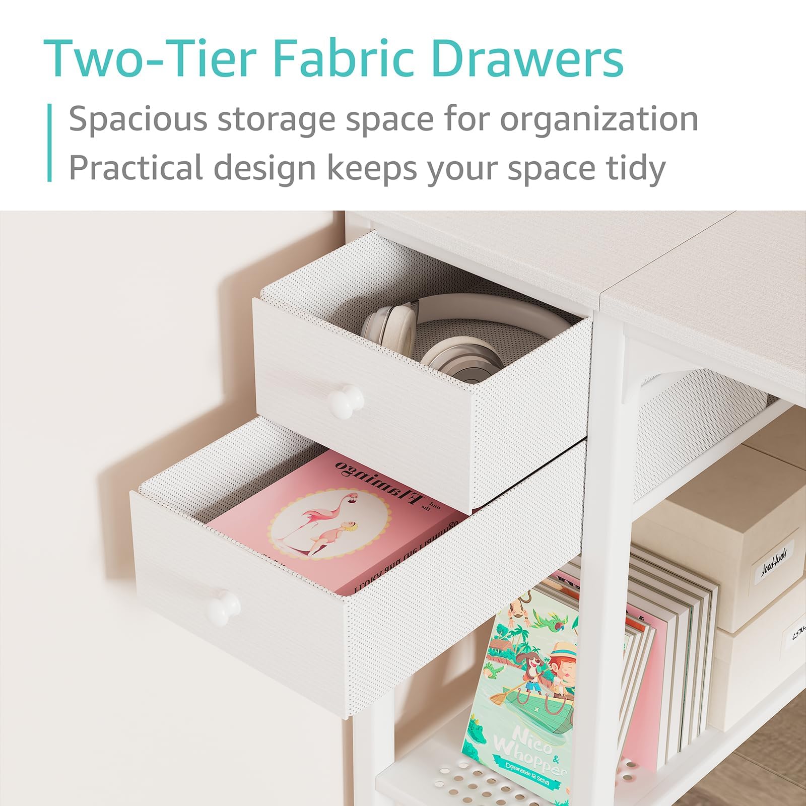 Lufeiya white small desk side storage for extra supplies