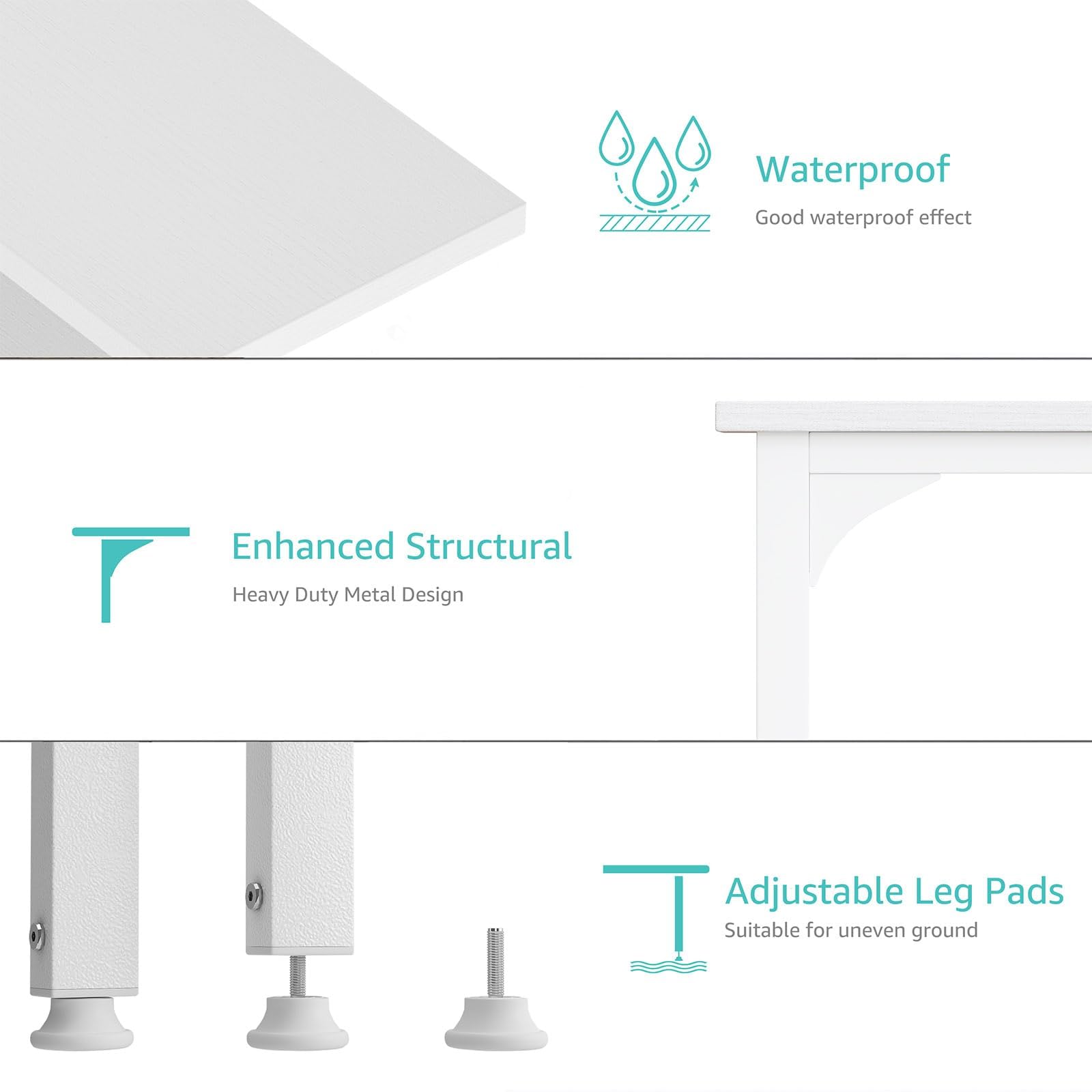 Lufeiya white small desk sturdy frame emphasizes stability during daily tasks